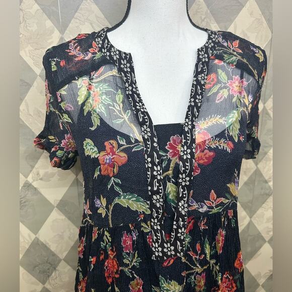 Anthropologie | Maeve Floral Sheer Shift Dress with Slip Dress Attached - Picture 3 of 7